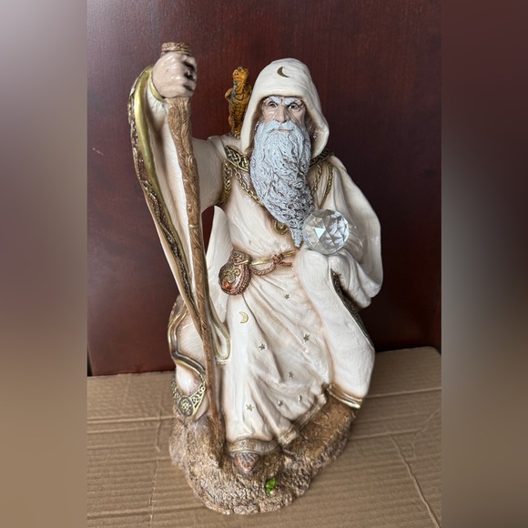 Mystical Wizard Figurine with Crystal Orb